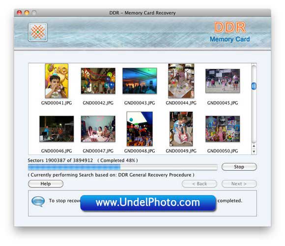 Screenshot of Memory Card Recovery Mac Free